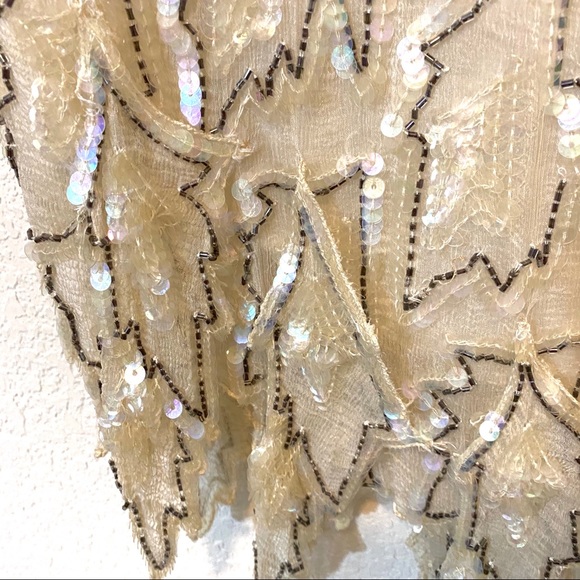 VTG 80s Silk Beaded Dress - Picture 4 of 10